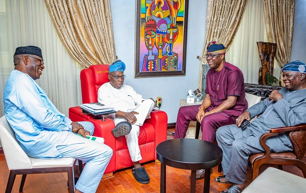 PHOTOS: Makinde, Fayemi, Oyinlola visit Obasanjo